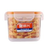 雅阅 振兴 1250ML方形塑料保鲜盒食品储存盒便当盒 透明/胶圈橙 BX6108