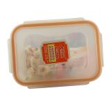 雅阅 振兴 600ML塑料密封保鲜盒便当盒食品储存盒 透明/胶圈橙 BX6129
