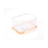 雅阅 振兴 600ML塑料密封保鲜盒便当盒食品储存盒 透明/胶圈橙 BX6129