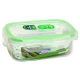 雅阅 振兴 450ML方形塑料保鲜盒食物便当盒抽气保鲜盒 绿色 BX6176