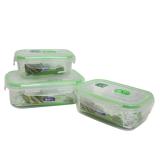 雅阅 振兴 450ML方形塑料保鲜盒食物便当盒抽气保鲜盒 绿色 BX6176