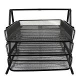 得力(deli) 9181 高品质商务 三层金属文件盘 (座) 黑色 