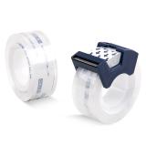 得力(deli)透明高粘文具胶带/小胶带 18mm*25Y 2卷套装 带简易胶带切割器 30128