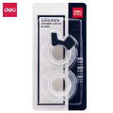 得力(deli)透明高粘文具胶带/小胶带 18mm*25Y 2卷套装 带简易胶带切割器 30128