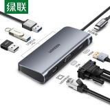 绿联 Type-C扩展坞USB-C转HDMI/VGA千兆网口电脑转换器七合一(60557)