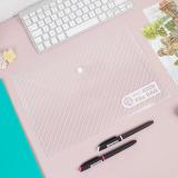 晨光斜纹纽扣袋白ADM94584斜纹透明纽扣A4按扣袋资料袋收纳文件袋学生办公文具收纳整理试卷