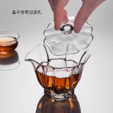 高硼硅玻璃百财盖碗耐热泡茶碗功夫茶具手工带过滤手抓碗