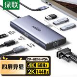 绿联15770 Type-C四屏异显扩展坞DPHDMIVGA雷电4拓展坞4K60Hz 7合1