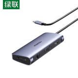 绿联（UGREEN）Type-C扩展坞USB-C转HDMI雷电4拓展坞VGA网口转接分线器读卡器 80133
