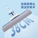 得力（deli）得心系列胶棉拖把(滚轮式)38cm LQ140 蓝色/把