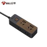 公牛（BULL）GN-R1220 插座/插线板/插排/排插/接线板/拖线板 4位总控1.8米 黑色木纹