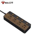 公牛（BULL）GN-R1443 插座/插线板/插排/排插/接线板/拖线板 8位分控1.8米 黑色木纹
