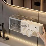 亚克力纸巾盒抽纸盒 浴室厨房客厅卧室 抽纸盒/粘贴纸巾盒/贴墙免打孔 透明色1个装 挂壁免打孔