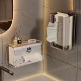 亚克力纸巾盒抽纸盒 浴室厨房客厅卧室 抽纸盒/粘贴纸巾盒/贴墙免打孔 透明色1个装 挂壁免打孔