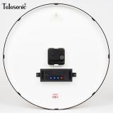 天王星（Telesonic）LI726B 挂钟14英寸客厅万年历钟表3D立体创意双历温度时钟简约薄边挂表35.5cm 黑色